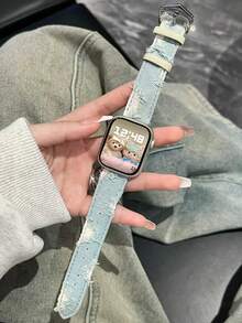 1 pieza Compatible con la correa del Vintage, correa de cuero vaquero rasgado y desgastado para hombre y mujer, compatible con Apple Watch 38/40/41/42/44/45/46/49mm, compatible con Apple Watches Ultra/SE/10/9/8/7/6/5/4/3/2/1 Series, compatible con accesorios de , estilo vaquero del oeste, regalos para novio, regalos para mujeres