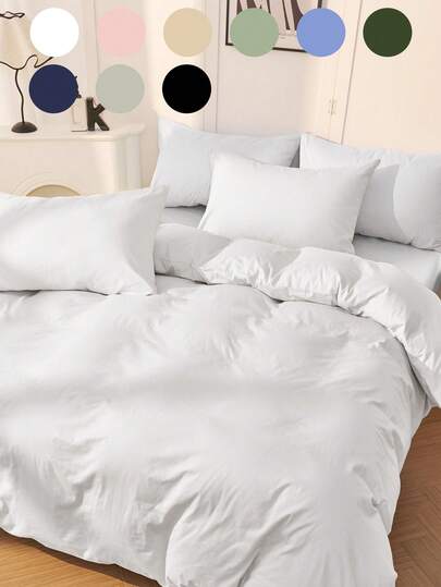 2/3pcs Duvet Cover Set, Solid Bedding, Solid Bedding Set, Skin-Friendly And Cozy Bedding, Soft And Anti-Pilling Duvet Cover Set, Minimalist Room Decoration, Simple Stylish Comforter Cover And Pillow Case, Quilt Core Not Included, Fits For Twin Full King Queen All Size Beds, Suitable For All Seasons, Autumn Decor, Room Decor, Back To School, School Supplies, Autumn Decor, Room Decor, Back To School, School Supplies