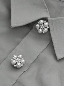 1/2/4 pièces Ensemble de boutons strass de 21 mm pour femmes, Ensemble de boutons perle, Clips de boutons amovibles, Boutons fleurs en cristal pour vêtements, Boutons avec pinces, Convient pour les robes, les tenues de soirée, les accessoires de chemise - Multicolore - Voir 10