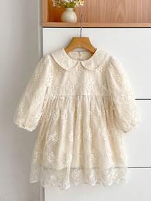 Girls Sweet Jacquard Princess Dress, New Autumn Fashion Korean Style For Toddlers - Apricot - View 2