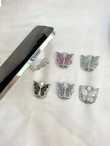 Support de téléphone en forme de papillon et mignon, rotation à 360°, repose-doigt réglable de haute qualité et brillant - universel, compatible avec , tous les smartphones, accessoires de téléphone mignons, support de bague de téléphone lumineux, accessoires de téléphone portable, support de bague de téléphone portable