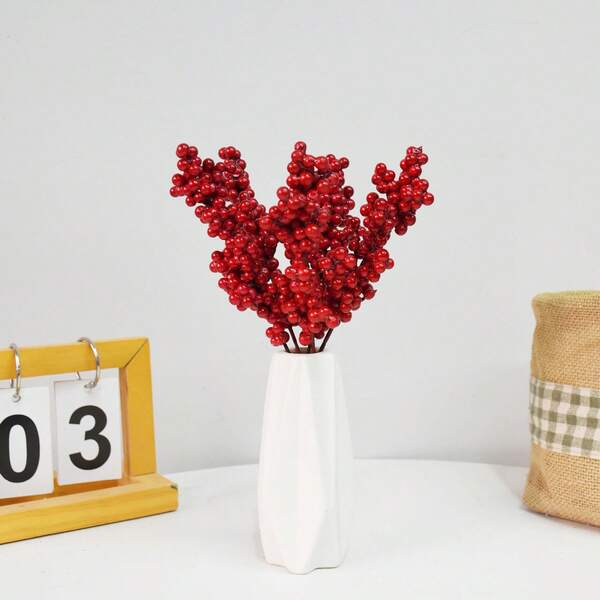 10/20 pièces Baies rouges vives artificielles pour décorations de sapin de Noël - Accessoires de décoration de fête DIY, décoration de salle de séjour