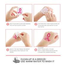 160 PCs Pink Ribbon Tattoos Breast Cancer Awareness Temporary Tattoos - 粉色 - 查看 4