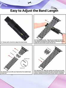 1pc Compatible With Apple WatchBand Women Apple WatchStrap 38mm 40mm 41mm 42mm 44mm 45mm 46mm 49mm,Ladies' Gold Jewelry Shiny Diamonds And Rhinestones To Replace The Metal Strap Is Compatible With Apple Watch Ultra 2/Ultra Series11/10/9/8/7/6/5/4/3/2/1/SE, Compatible With AppleWatch Accessories.Smart Watch Band - Gold - View 9