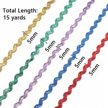 1 Rolle metallisches S-förmiges gewelltes strukturiertes Satinband, Polyester-Spitzenrand, geeignet für DIY-Kleidungszubehör, Nähen von Kleidungsrändern, Halsketten, Taschen, Hutmaterialien, Basteldekorationen, Matrosengürtel, Vorhänge, Patchwork, Hochzeit, Weihnachtsdekorationen - Verschiedenfarbig - View 10