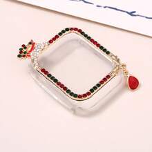 1 Stück Weihnachts-Uhrenarmband/-Gehäuse kompatibel mit Apple Watch SE/8/7/6/5/4 Serie 40/41mm und 44/45mm, einzigartiges Hohldesign mit PC-Hartschalenmaterial + farbigem Strass-Metallrahmen - Direkter Touchscreen ohne Verzögerung, leicht und langanhaltend, Metallarmband mit verstellbarem Faltschließe, tolles Geschenk - Uhren-Zubehör (nicht als Set, Uhrengehäuse und Armband separat erhältlich)