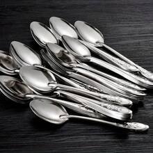 10 Piece Stainless Steel Spoons Set,6.5Inch Stainless Steel Tea Spoon,Silver Long Handle Dessert Watermelon Scoops,Tablespoon,Ice Cream Spoons For Home,Kitchen Or Restaurant Coffee Spoons - 銀色 - 查看 10