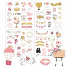 4 件婚礼贴纸，适用于剪贴簿，防水新娘送礼会贴纸，自粘剪贴簿贴纸，婚礼策划师贴纸，适用于婚礼邀请函、订婚周年纪念，复古婚礼贴纸，适用于留言簿或相册，充满爱意，爱情贴纸，适用于剪贴簿学校用品，返校 - 彩色 - 查看 17