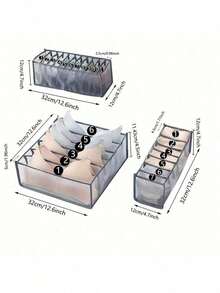 3pcs Multifunctional Wardrobe Organizer - Fabric Clothes Storage Boxes For Panties, Socks, Bral Household Drawer Dividers