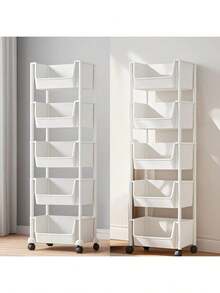 Wheeled 5-Layer SPA Mobile Storage Cart, Suitable For Optimizing Living Room, Bedroom, Kitchen And Dormitory Spaces, Salon Storage Rack, Multi-Layer Storage Rack - White - View 3