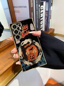 1 pieza Funda de teléfono con patrón de calabaza negra electrochapada 6D de TPU a prueba de golpes compatible con Interesting Phone Case/Galaxy Phone Case/Redmi Phone Case/OPPO Case/Galaxy A05 Case/Galaxy A54 5G Case/Galaxy A52/A52s 5G Case/Galaxy S21 FE 5G Case/Galaxy S23 Ultra Case/Galaxy S24 Ultra 5G Case/ Poco X5 Pro Case