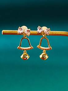 1 Pair Elegant Versatile Hollow Rhinestone Bowknot Earrings, Suitable For Men And Women, Suitable For Holidays, Parties, Daily Wear, Exquisite Halloween, Christmas, Thanksgiving, Holiday Gifts, Birthday Gifts