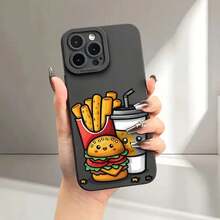 Funda Mate para Teléfono con Diseño de Papas Fritas, Hamburguesa y Bebida, Ofreciendo Protección Completa de 360 Grados para Varios Modelos de , Incluyendo 16, 11, 12, 13, 14, 15 Pro Max - Negro - Ver 8