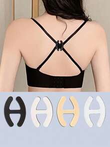 4 piezas/2 piezas Clips para tirantes de sujetador con forma de flor, accesorios invisibles antideslizantes para sujetadores de mujer, hebillas antideslizantes invisibles para lencería - Tirantes cruzados, hebilla transparente, antideslizante