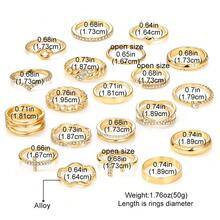 20 件简约水钻十字架、心形、螺旋戒指、多元素 X 形指节戒指，适合女性日常和节日佩戴 - 金黃色 - 查看 8