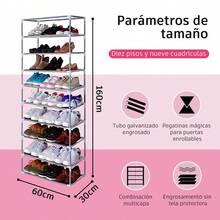 Zapatero simple de 5/9 capas con montaje en tubo de acero, a prueba de polvo, ahorra espacio en el hogar, zapatero de almacenamiento para dormitorio de estudiantes,precios al por mayor - 9 capas de rosa roja - Ver 3
