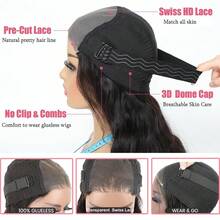 CEXXY 200% Glueless Body Wave Human Hair Wigs Wear And Go 7x5 Hd Lace Closure Wig - Natural Black - Xem 11