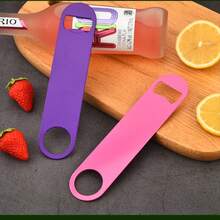 Płaski otwieracz do butelek ze stali nierdzewnej, trwały materiał ze stali nierdzewnej, odporny na odkształcenia, łatwo otwiera piwo, napoje gazowane i inne napoje butelkowane; kreatywny płaski kształt, smukły i łatwy do przechowywania, odpowiedni do kuchni, spotkań domowych i nie tylko; niezbędne narzędzie do picia i serwowania napojów na imprezy, idealne również na imprezy Halloween i Boże Narodzenie. - Różowy - Zobacz 4