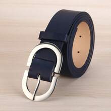 1pc Plus Size Navy Blue Double D Letter PU Buckle Fashion Belt For Women, Suitable For Daily And Holiday Use, Girlfriend Gift, Versatile Dress Accessory Belt - Navy Blue - View 8