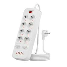 10-Outlet Power Strip With 4 USB Ports & 2 Type-C, 1.8m Extension Cord, Matte Black/White, Suitable For Living Room, Kitchen, Bedroom, Office - EU E Type Plug(220-240V) - View 9