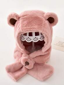 1 件秋冬婴儿童帽子带围巾（二合一） - 适合女孩的可爱萌款，适合男孩的加厚保暖款，婴儿羊毛护耳帽 - 适合 1-6 岁 - 彩色 - 查看 6