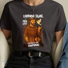 Camiseta São Francisco de Assis | Louvado Sejas por Todas as Criaturas - Preto - Visão 1
