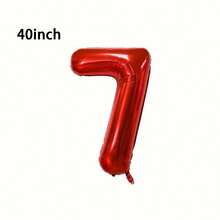 1pc 32/40 Inch Red Solid Number Foil Balloon, 0-9 Large Size Polyester Digit Balloons, Decorative Balloons, Reusable, Suitable For Birthday Decoration, Party Decoration, Anniversary, Room Decoration, Wedding Anniversary, Party Supplies - Red - View 24