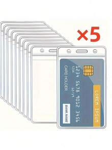 20pcs Waterproof Transparent Card Holder, Plastic ID Badge Card Protector Sleeves For Work ID, Student ID, Bank Cards Back To School - White - View 14