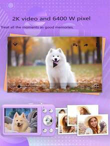 2025 New 1080P FHD Digital Camera With 32GB Card, Compact Small Cheap Cameras, Rechargeable Photography Camera, 48MP Auto Focus Camera, Puzzle Game,Very Suitable For Entry-Level Novice Photography And Video Recording Enthusiasts. Budget-Friendly Holiday Gift (Thanksgiving, Christmas, Halloween) - Màu tím - Xem 5