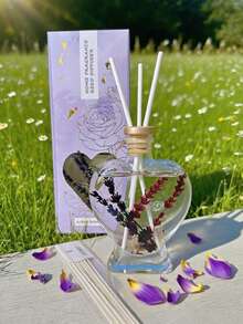 200ml Heart-Shaped Reed Diffuser - Embedded Dried Blooms, Thoughtful Gift For Home Office Use.