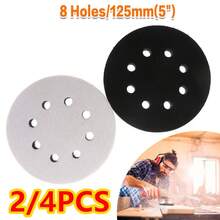 New 8-Hole Soft Sponge Interface Pad For Sanding Pads Hook & Loop - Black and White - View 6