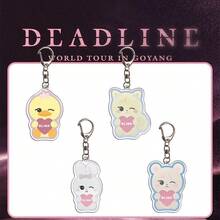 Black-Pink/Kpop Keychain, Rabbit Keychain Pendant, Party Favors, Bag Charm, Denim Keyring, Water Bottle Charm, Home Decor, Cute Animal Keychain, Surprise Gift For Friends, Birthday Gift, Christmas Gift, Party Favors - Multicolor - View 4