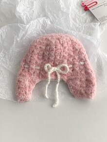 1pc Vintage Mixed Color Knitted Earflap Hat, Warm & Versatile For Women In Autumn/Winter