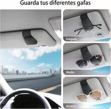 2 Piezas Porta Lentes Auto, Soporte Magnético Piel, Clip Gafas Accesorios de Coche, Adecuado para Diferentes Tama?os de Vasos y Anteojos Sol - negro - Ver 6