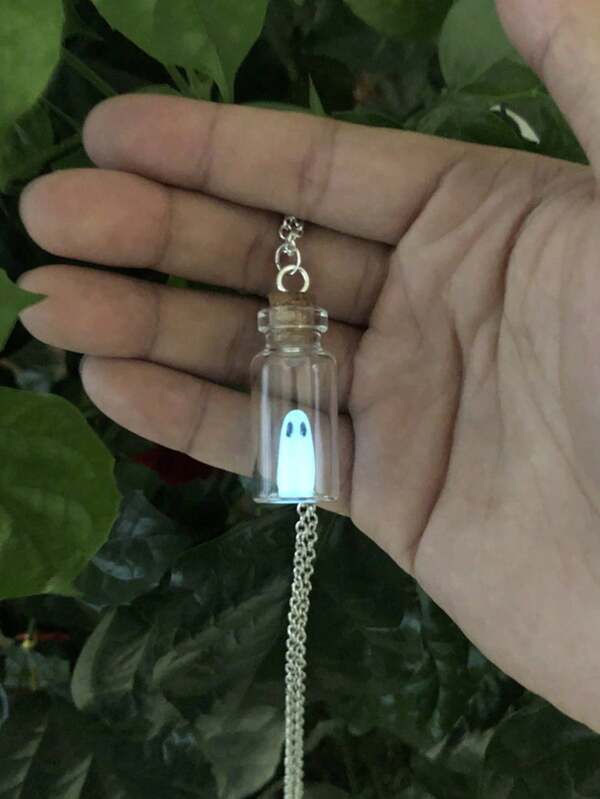 قلادة تبني الشبح في عيد الهالوين، قلادة زجاجية شبح تضيء في الظلام بطراز قديم، هدية مثالية للنساء في عيد الميلاد، مجوهرات حفلات الجوثيك والبانك