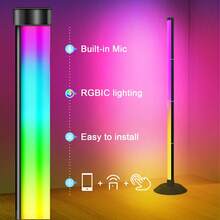 1pc/Set RGBIC LED Floor Corner Lamp, Home Decor, Minimalist Dimmable Ambiance Light, Controllable Via App, Remote, Button, Adjustable Height, Music Sync, Timer, 49 Inch (124cm) Tall, Suitable For Living Room, Bedroom, Home, Office, Christmas Party, Halloween Decoration - 落地燈 - 查看 5