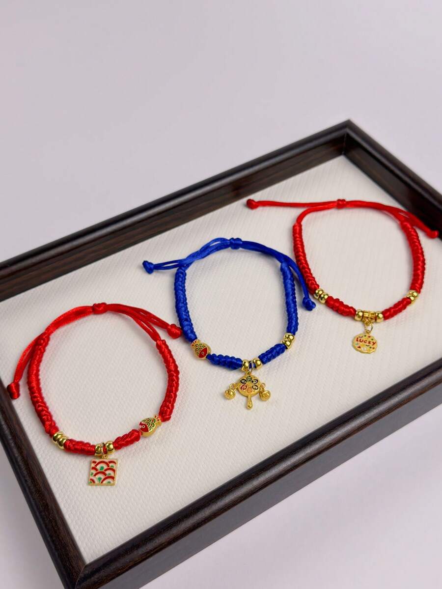 1 قطعة من اكسسوارات الحيوانات الأليفة، قلادة عنق مضفرة، طوق من الحبل الأزرق والأحمر بعقدة مباركة، لوازم الحيوانات الأليفة لمناسبات الربيع والأعياد والسنة الجديدة