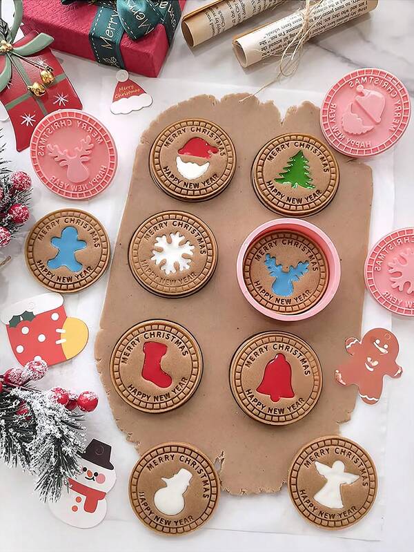 9 قطع قوالب قطع بسكويت عيد الميلاد، قوالب زنجبيل ثلاثية الأبعاد، مجموعة ختم تضريب، قوالب بسكويت كرتونية DIY، ختم بسكويت DIY، اكسسوارات مطبخ، مستلزمات الخبز، غير لاصقة وقابلة لإعادة الاستخدام، ديكورات عيد الميلاد، بيجامات عيد الميلاد، هدايا عيد الميلاد، ديكور عيد الميلاد