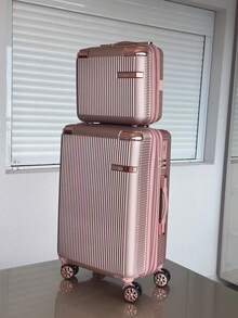 Carry-On Luggage Kit + Toiletry Bag, High Quality, 4 Double Wheels 360 Degree Rotation/ Travel Suitcase - Hoa hồng vàng - Xem 1