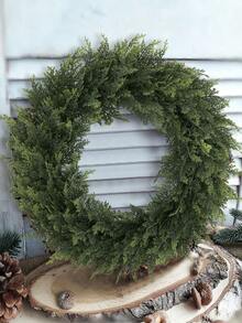 1/2pcs Artificial Cedar Wreath, Aglaia Odorata Wreath, Boxwood Wreath, 41cm/16.14 Inches, Artificial Plant, Artificial Flower, Artificial Plant, Green, PE Material, School Dormitory Office Decoration, Outdoor Gathering Event Festival Birthday Party Decoration, Home Entrance Hotel Restaurant Living Room Bedroom Wedding Banquet Kitchen Garden Decoration, Christmas Decoration Home Decor Christmas Decorations Room Decor - Green - View 14