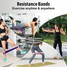 5-Piece Yoga Resistance Band Set For Home Workouts TPE Material High Elasticity And Durability Perfect For Yoga Squats Glute Exercises Strengthen Legs Hips And Thighs - Màu tím - Xem 2