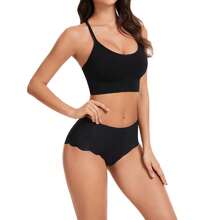 Caterlove Women's High Waisted Seamless Underwear No Show Panties Wave Edge Hipster Breathable Full Coverage Bikini 6 Pack - 6PackC - 查看 6