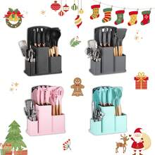 20PCS Silicone Stainless Steel Cooking Utensils-Multifunctional Kitchen Utensil Set, Wooden Handles Kitchen Gadgets Tools Set,Stainless Steel Kitchen Gadgets Accessories, Chef Knife Set,Perfect Kitchen Cooking Tools - Hồng - Xem 3
