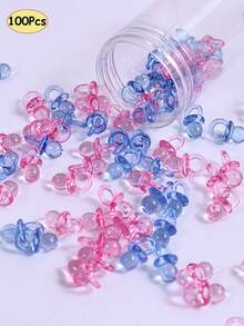 100pcs/150pcs Mini Acrylic Pacifiers Suitable For Baby Shower Games, Cute Pacifiers Baby Shower Party Decoration, DIY Gender Revealing Party Table Scattering, Baby Shower Gifts, Multi-Color - Multicolor - View 13