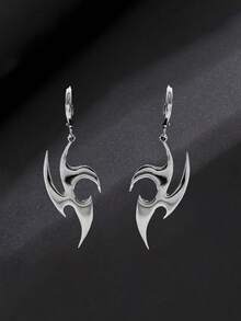 1 件男士百搭嘻哈不对称火焰钛钢吊坠项链，不会褪色