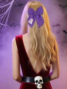 1pc Halloween Hair Bows For Women Girls Bat Pumpkin Ghost Boo Embroidered Bow Alligator Clips Orange Black Purple Embroider Fabric Bow Hair Clips Cute Funny Bow Barrettes Halloween Cosplay Dress Up Party Bow Hairpins Women Hair Accessories, Claw Clips, Hair Claws, Hair Slide, Hair Barrettes