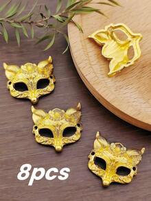 8pcs Jewellery Making Connectors. Two Holes Alloy, Openwork, Fox Mask Pendant. Bracelet Accessories.Charms For Jewelry Making,Trinkets,Wedding Items, Charm Bracelet,Charms.Birthday Parties, Halloween, Christmas Decorations, Adult Craft Supplies,Suitable For Earrings, Necklaces, Amulets, Bracelets DIY Jewellery Making. - Multicolor - View 12