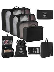 10 pièces/set Sac de voyage en polyester, organisateur de maquillage portable moderne pour le voyage