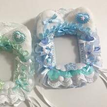 1pc New Lace Photo Display Card Holder, 4 Colors (Pink, Yellow, Blue, Green), Handmade DIY Finished Product, 2D Cartoon Anime ACG Character Fanart, Kpop Cat Ear Bow Decor, Lolita Card Holder - Multicolor - View 4