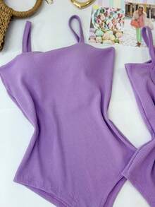 Women's Bodysuit With Braided Straps, Anarruga Fashion Blogger - 紫丁香 - 查看 2